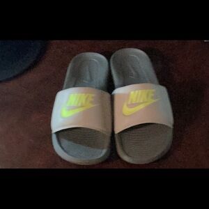 NIKE Slip-on Sandals Grey/Neon Green color